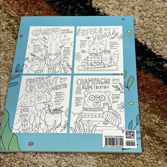 Drinking Animals Coloring Book for Adult Relaxation Recipes Included NWT - Picture 2 of 13